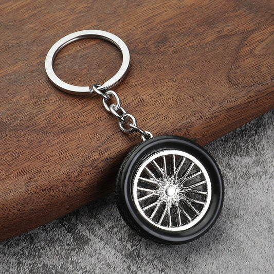 Wheel Alloy Rim Keychain Silver