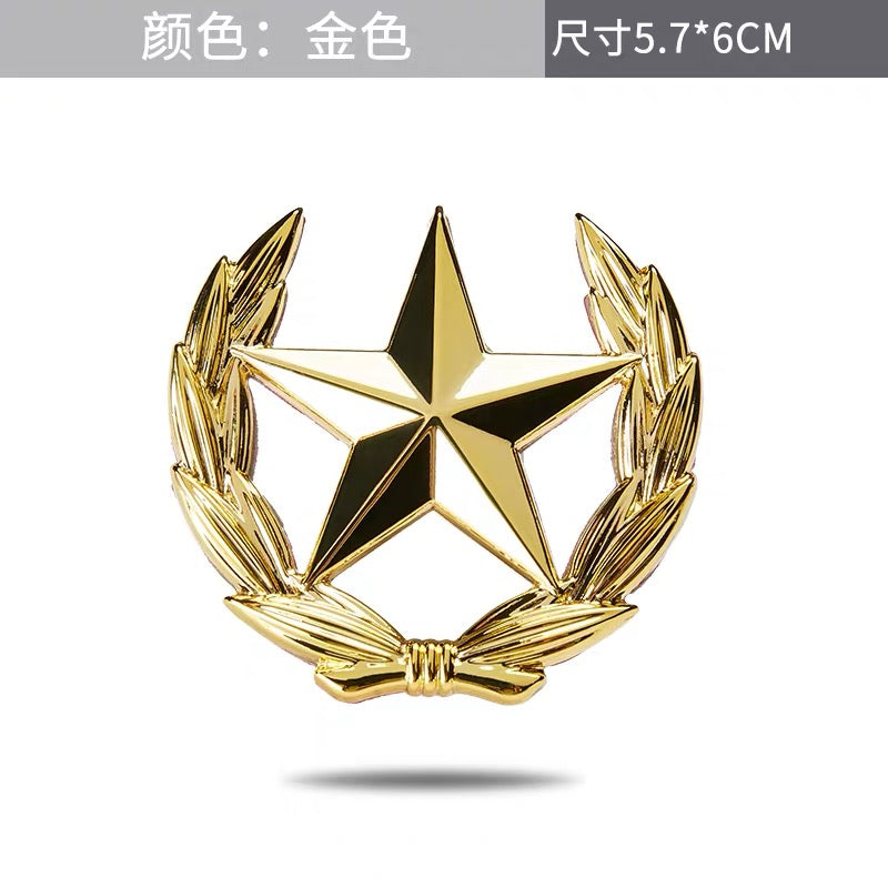 Moon Star Metal Emblem Logo 3D Decal Golden