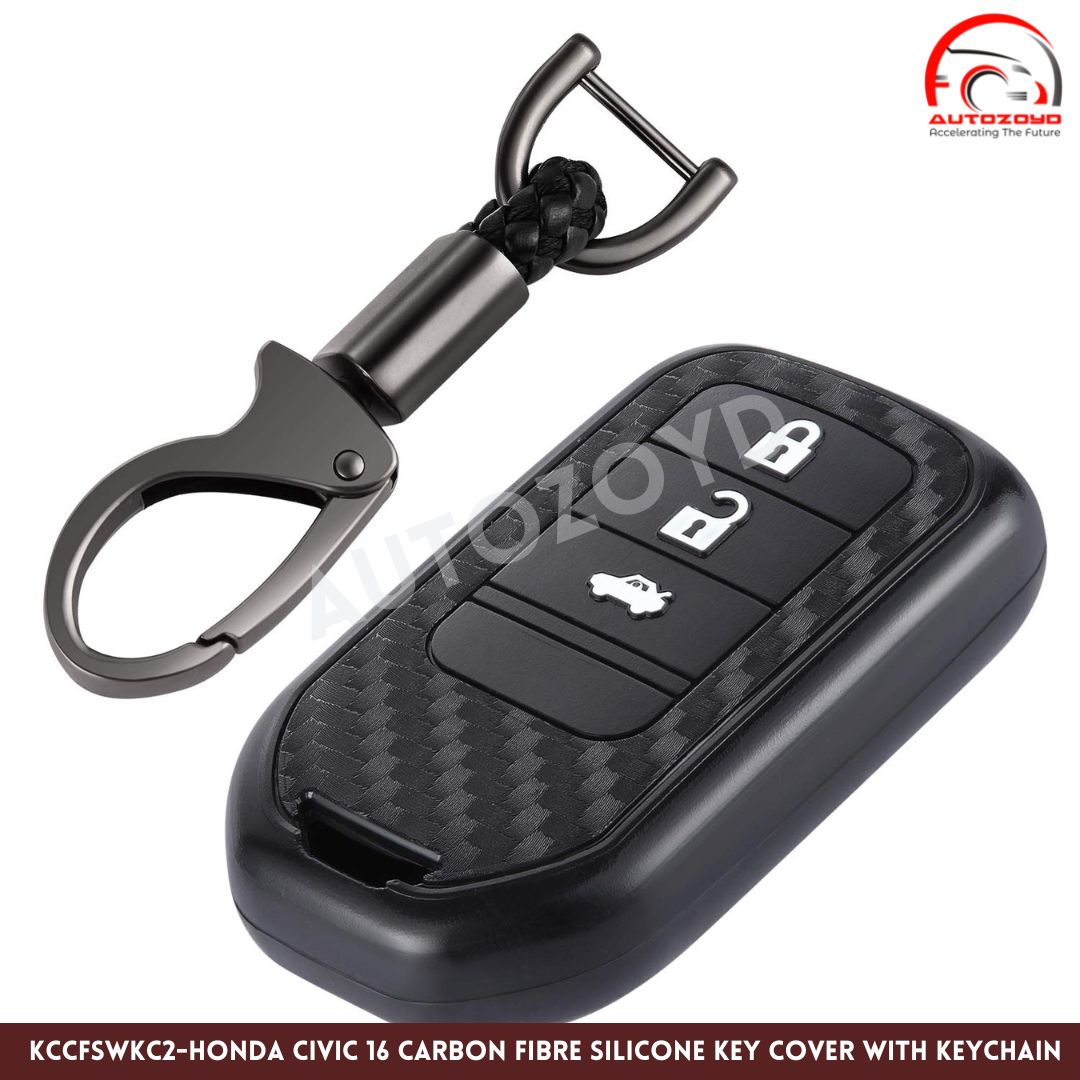 Honda Civic 2016-2021 Carbon Fibre Silicone Key cover with Keychain