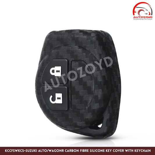 Suzuki Alto/WagonR Carbon Fibre Silicone Key cover with Keychain