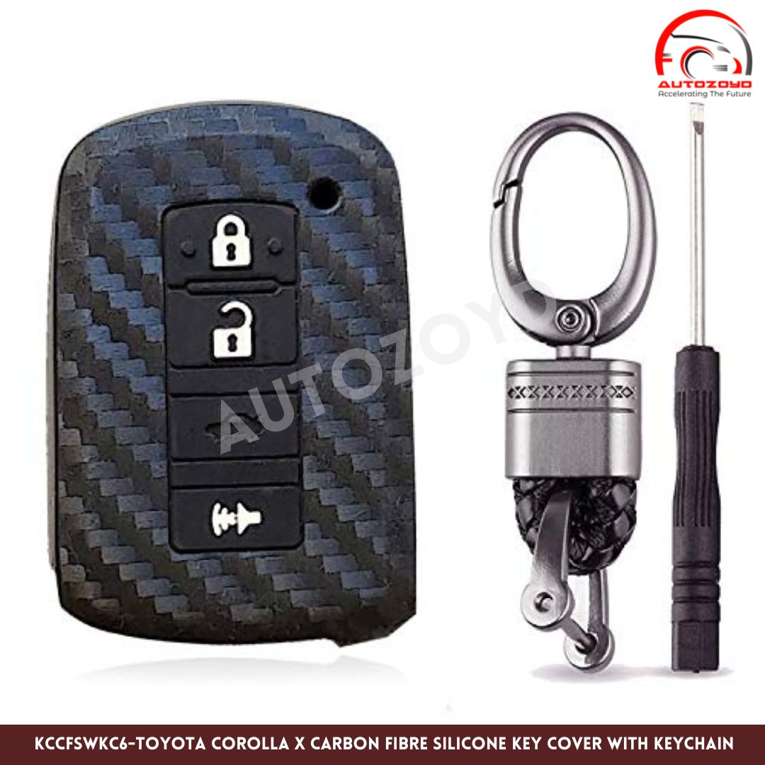 Toyota Corolla X Carbon Fibre Silicone Key cover with Keychain