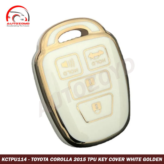 Toyota Corolla 2015 TPU Key Cover White Golden