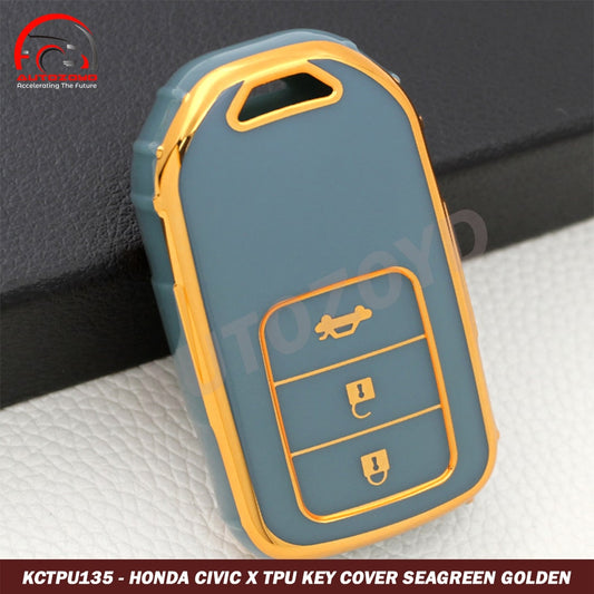 Honda Civic 2016-2021 TPU Key Cover Sea Green Gold