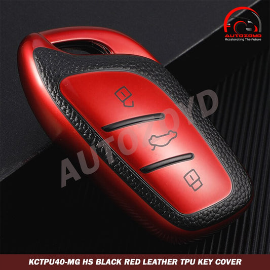 MG HS Black Red Leather TPU Key Cover