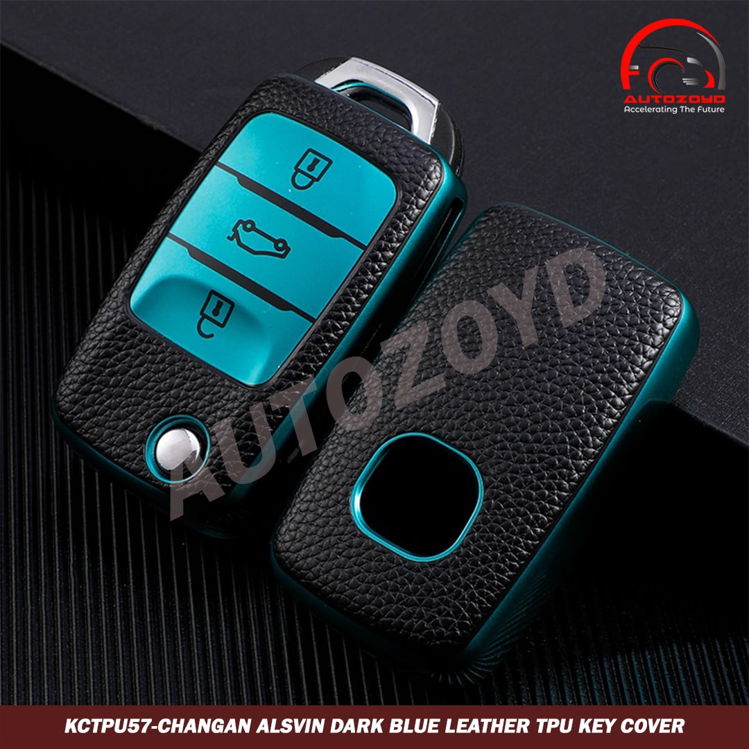 Changan Alsvin Dark Blue Leather TPU Key Cover - Premium Quality Thermoplastic polyurethane TPU Car Key Shell Cover