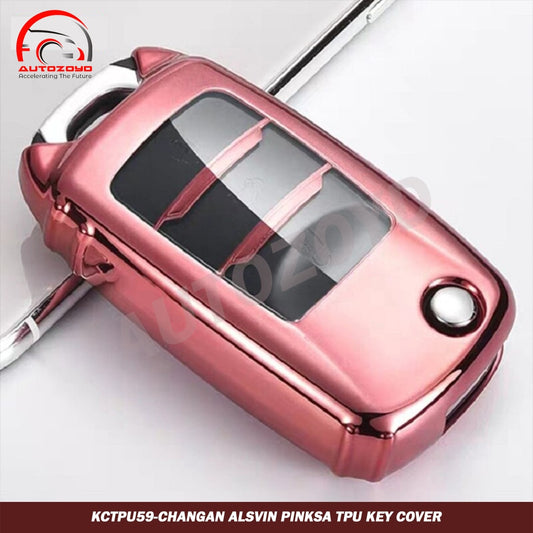 Changan Alsvin Rose Pink TPU Key Cover - Premium Quality Thermoplastic polyurethane TPU Car Key Shell Cover