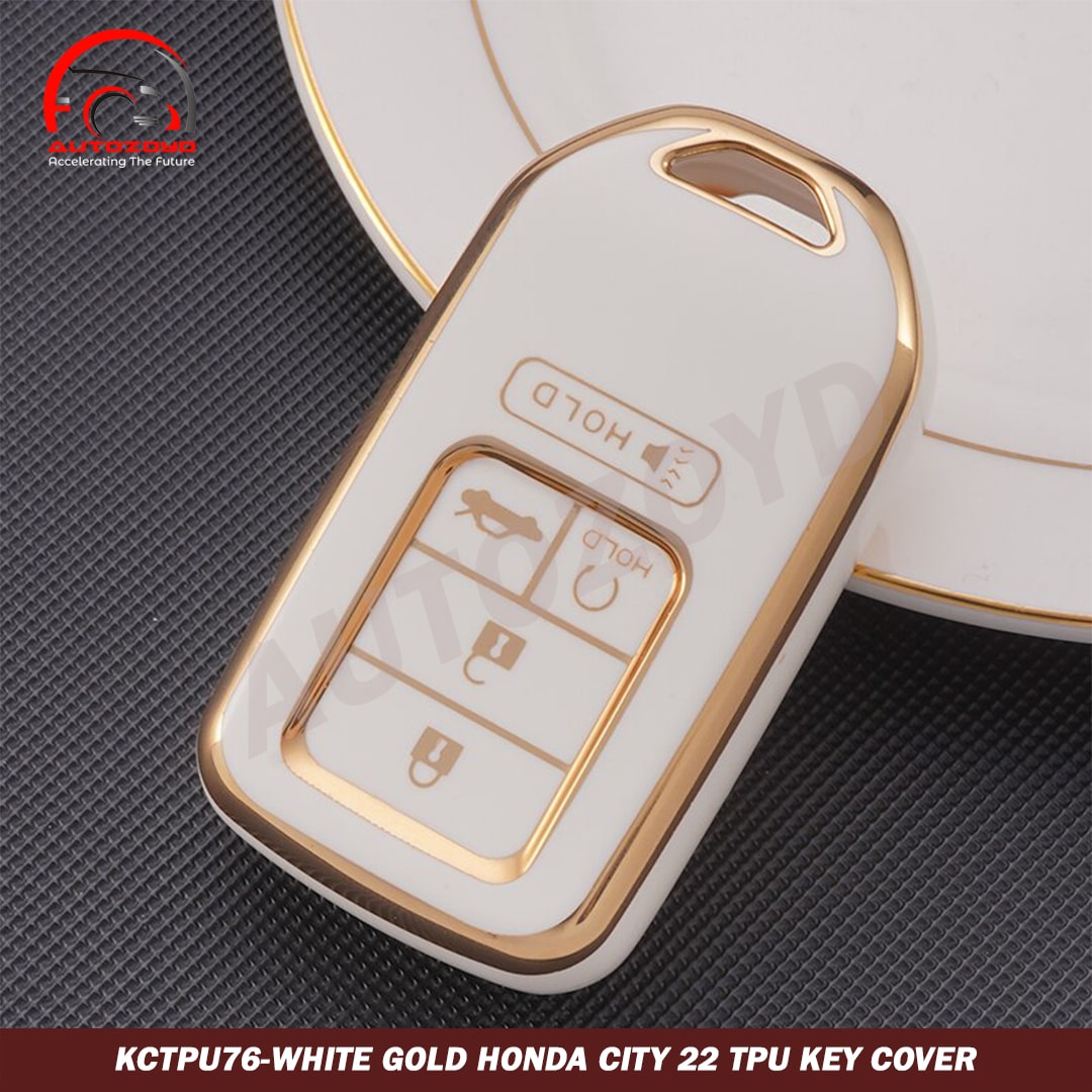 Honda City 2022 TPU Keycover White Gold - Honda City 2022,2023(6th Generation) - Premium Quality Thermoplastic polyurethane TPU Car Key Shell Cover