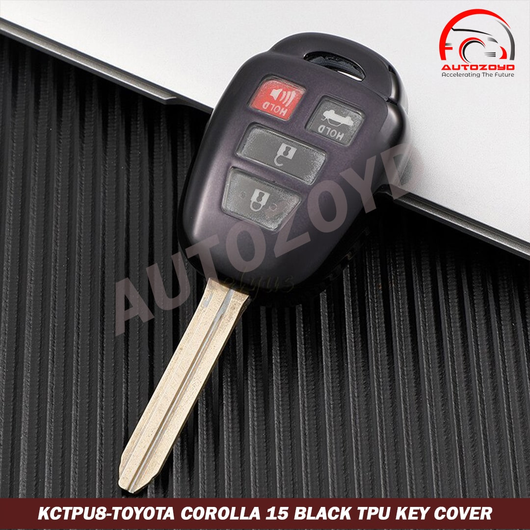 toyota Corolla 15 Black TPU Key Cover - Toyota Corolla 2014,2015,2016,2017,2018,2019,2020,2021(E170) - Premium Quality Thermoplastic polyurethane TPU Car Key Shell Cover