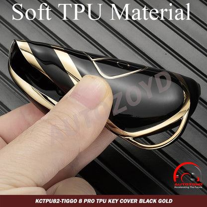 Tiggo 8 Pro TPU Key Cover Black Gold