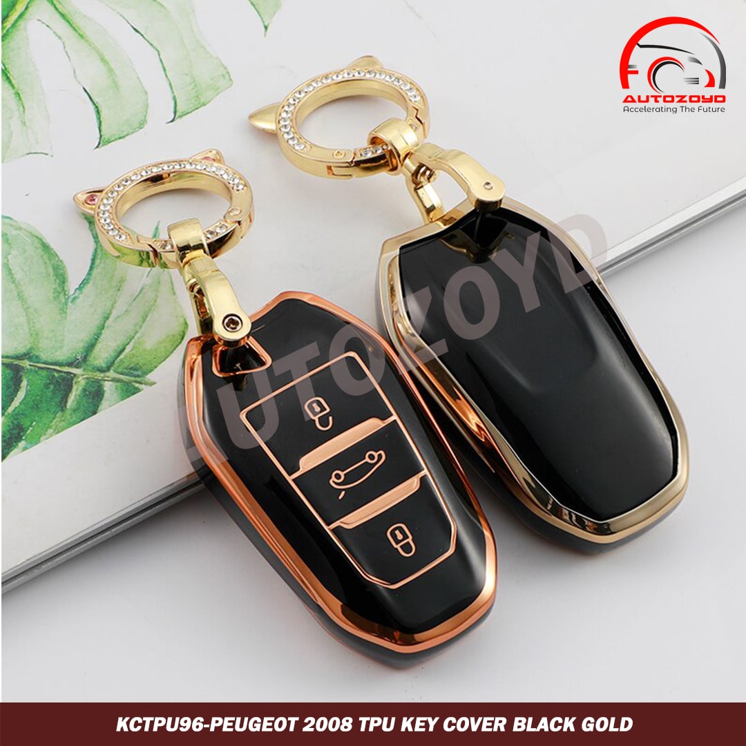 Peugeot 2008 TPU Key Cover Black Gold