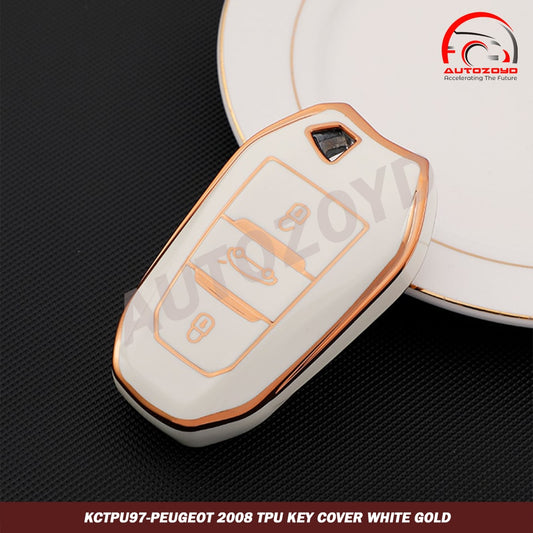 Peugeot 2008 TPU Key Cover White Gold