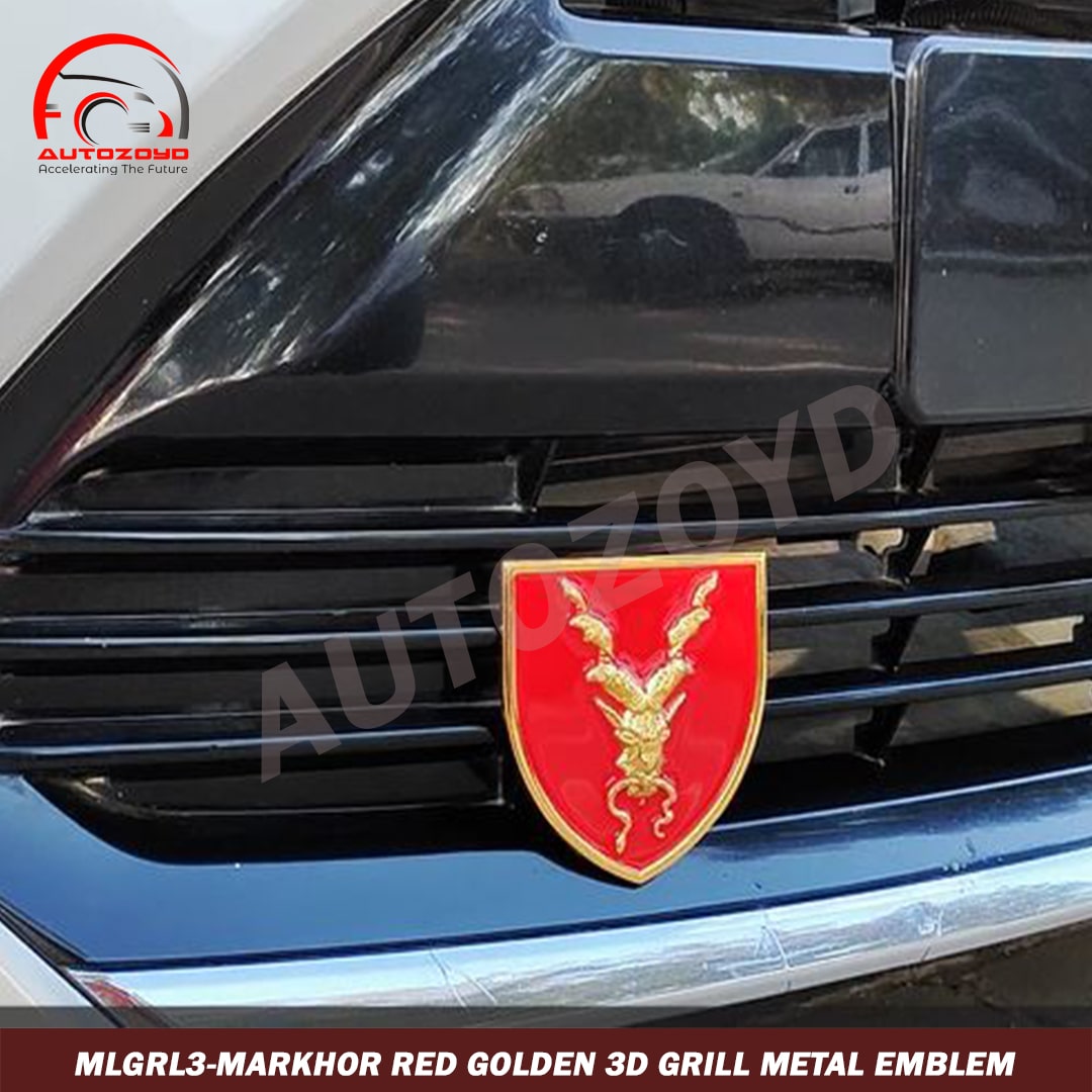 Markhor Red Golden 3D Grill Metal emblem