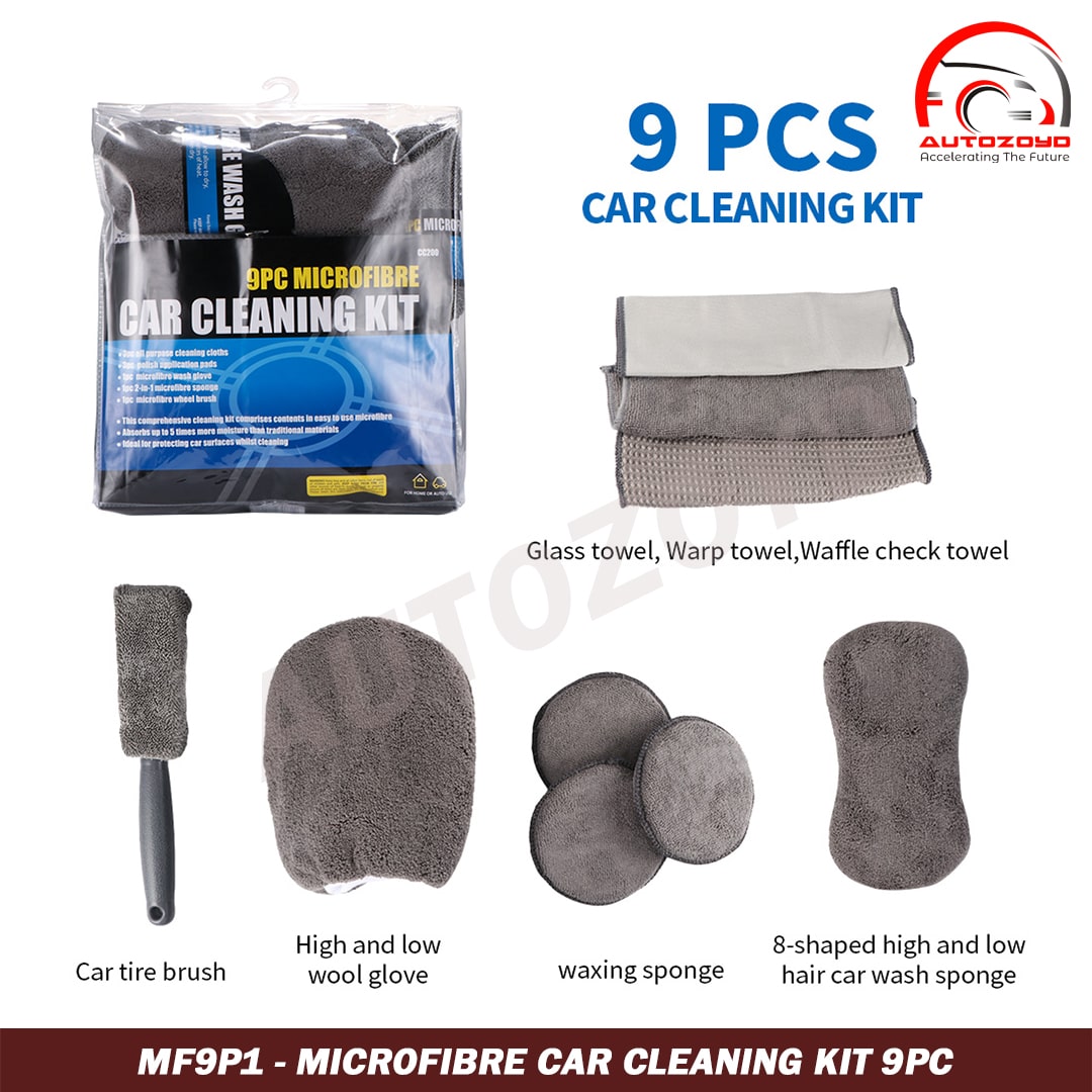 Microfibre Car Cleaning Kit 9pc