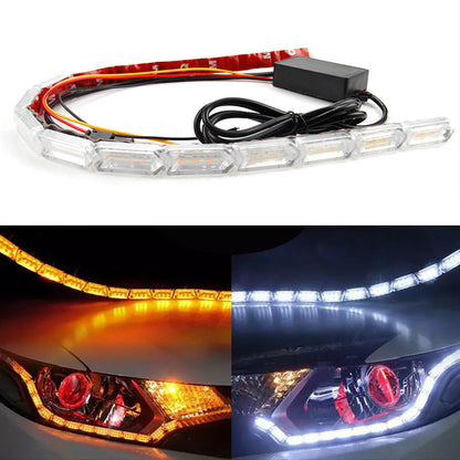 Car 2pc Headlight DRL Crystal Bead Style Running and Scanning Effect