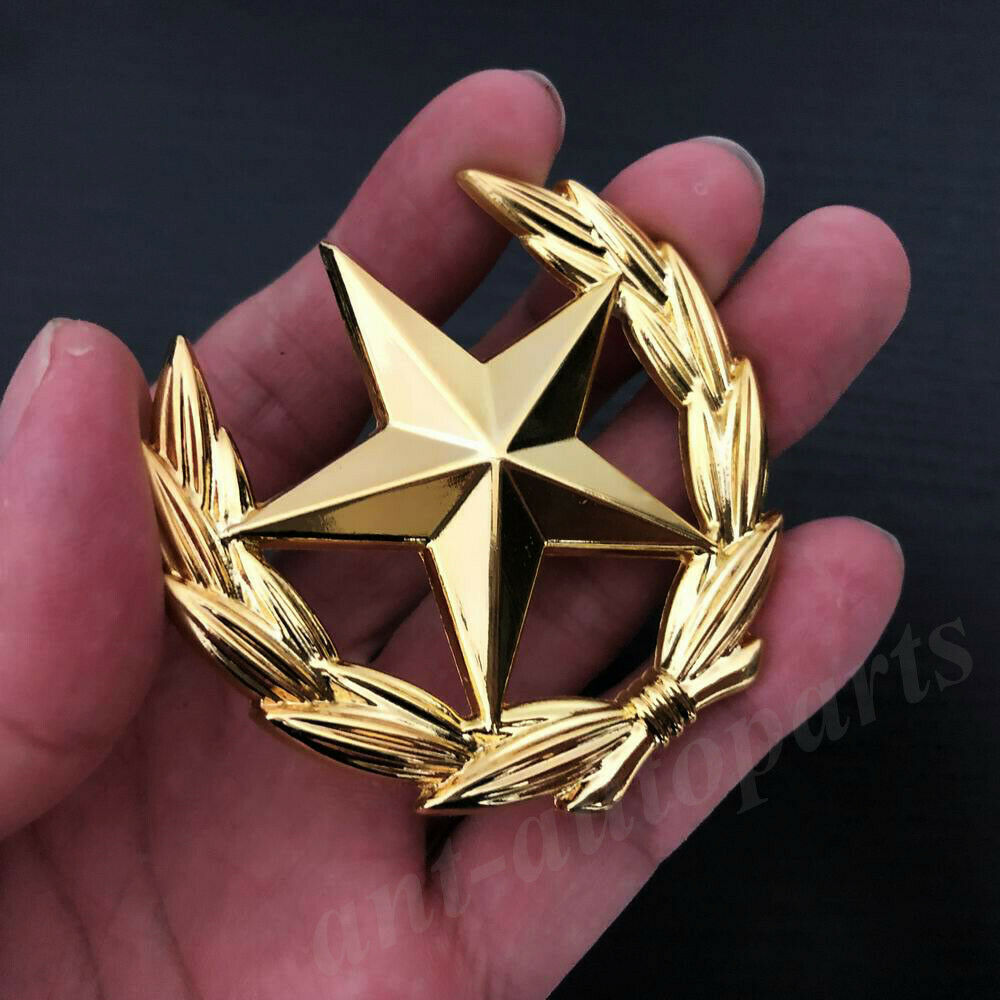 Moon Star Metal Emblem Logo 3D Decal Golden