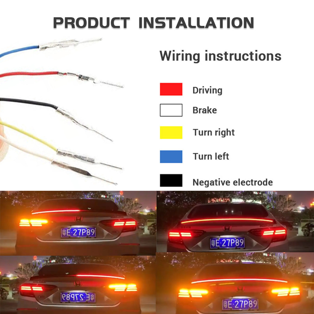 Universal LED Spoiler Glossy Black Adhesive(5 Funtions)