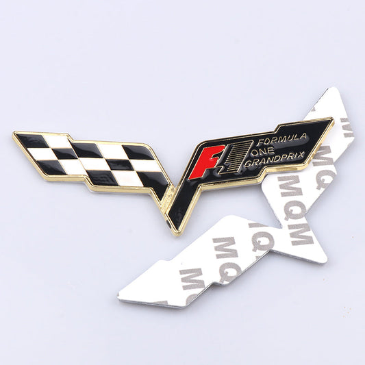 Formula 1 Wings Metal Emblem Logo 3D Decal Black