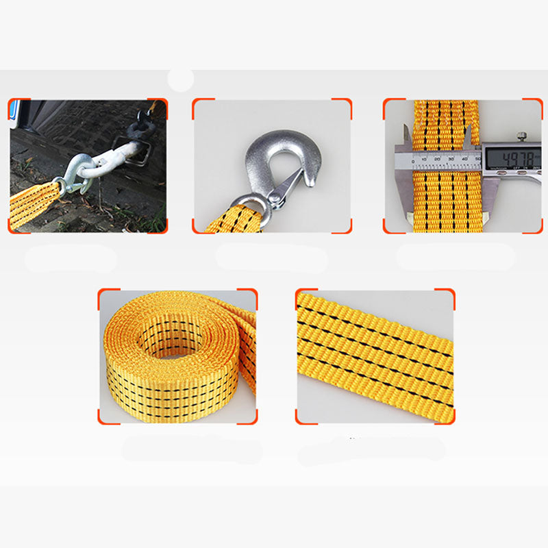 Heavy Duty Car Towing Rope Yellow With Hooks