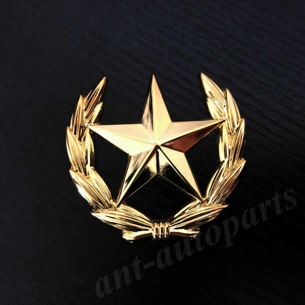 Moon Star Metal Emblem Logo 3D Decal Golden