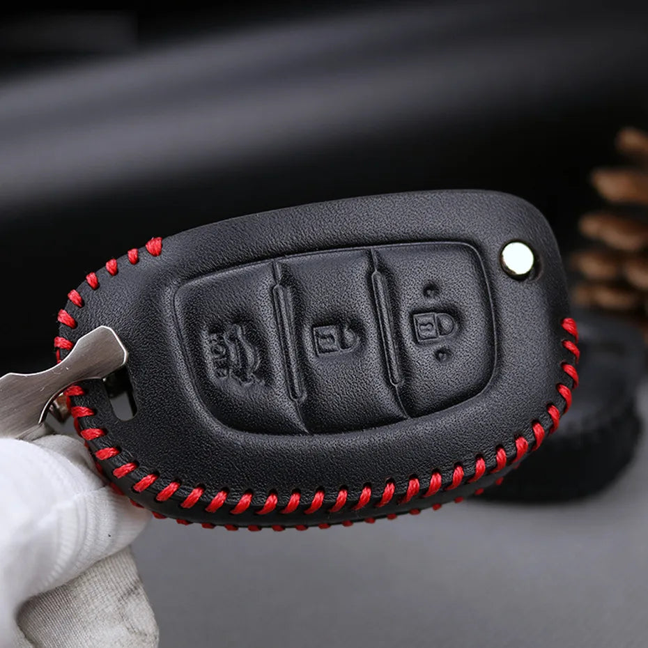 Hyundai Elantra Leather Red Stich Key Cover