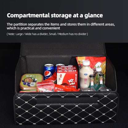 Car Storage Box Diamond Design Foldable Large Size With Multiple Compartments White