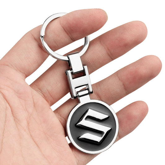 Suzuki Keychain-Keyholder-Keyring Double Sided Black Silver