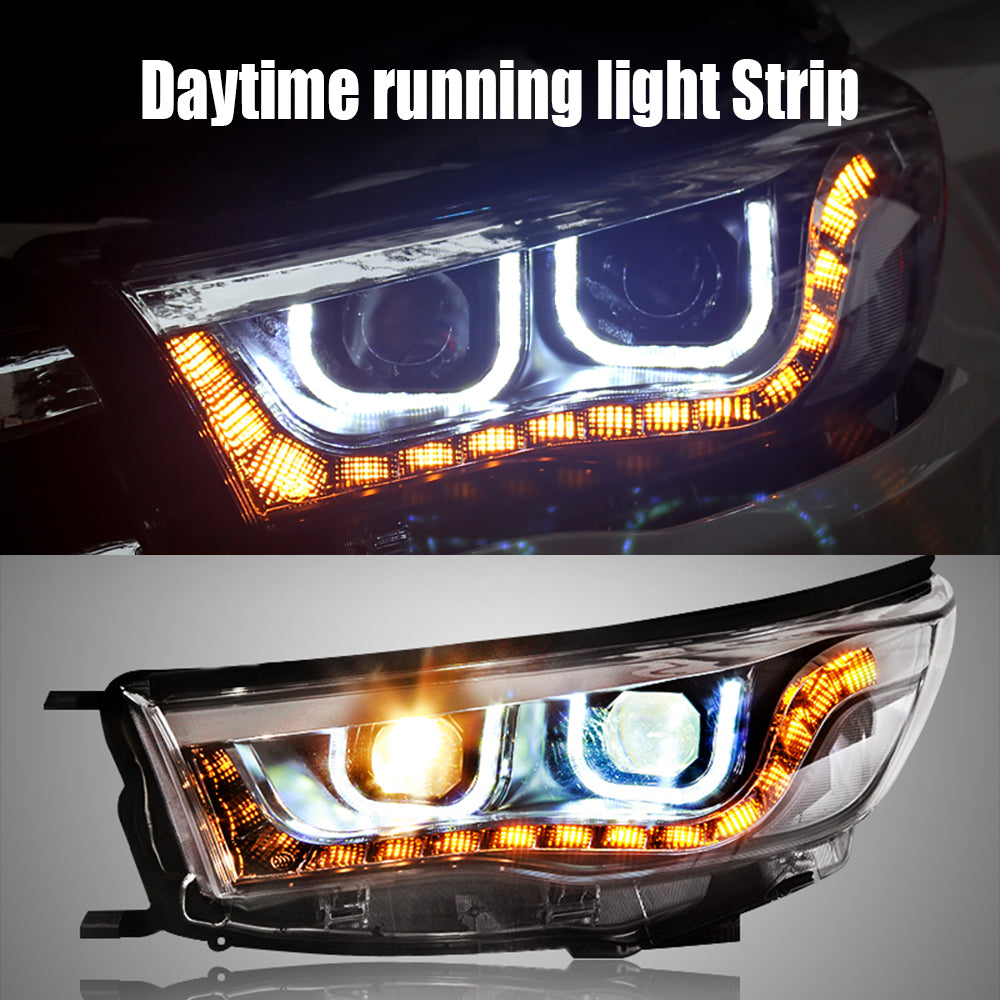 Car 2pc Headlight DRL Crystal Bead Style Running and Scanning Effect