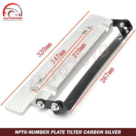 Number Plate Tilter Carbon Fibre Silver