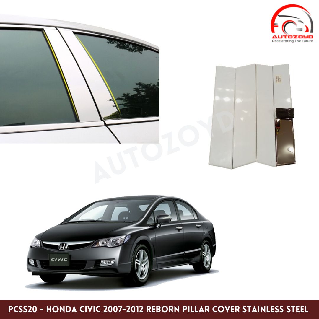 Honda Civic 2007-2012 Reborn Pillar Cover Stainless Steel