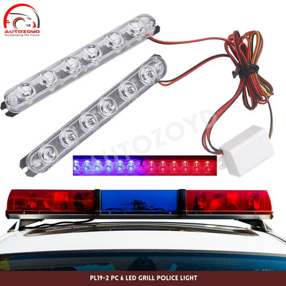 2 Pc 6 Led Grill Police Light