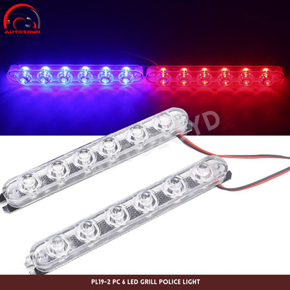 2 Pc 6 Led Grill Police Light