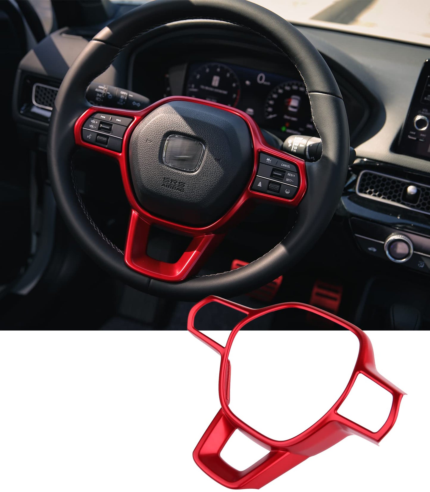 Honda Civic 2022 Steering Trim Red - Honda Civic X 2016,2017,2018,2019,2020,2021,2022(10th Generation)