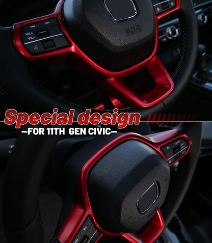 Honda Civic 2022 Steering Trim Red - Honda Civic X 2016,2017,2018,2019,2020,2021,2022(10th Generation)