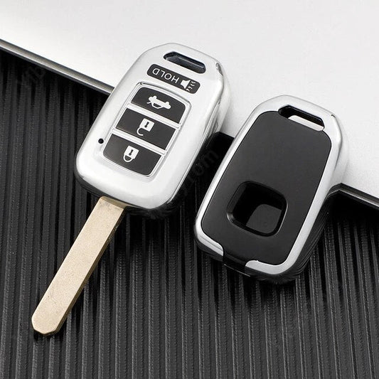 Honda City 22 Chrome Black TPU key cover - Honda City 2022,2023(6th Generation) - Premium Quality Thermoplastic polyurethane TPU Car Key Shell Cover