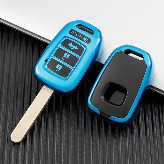 Honda City 2022 TPU Key Cover Blue Silver - Honda City 2022,2023(6th Generation) - Premium Quality Thermoplastic polyurethane TPU Car Key Shell Cover