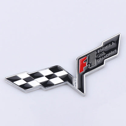 Formula 1 Wings Metal Emblem Logo 3D Decal Black