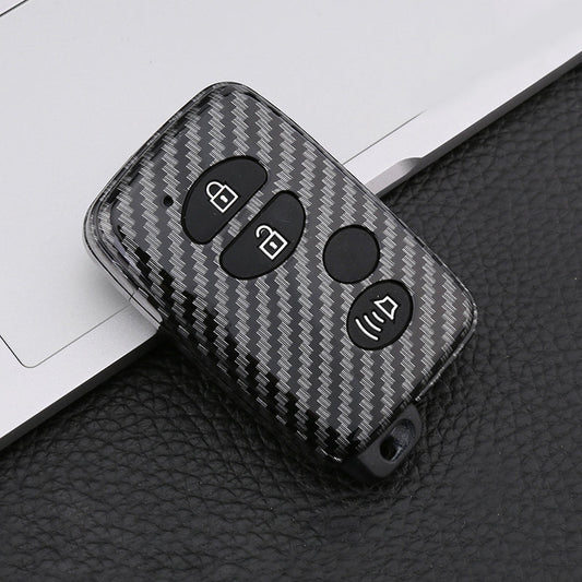 Toyota Vigo Carbon fiber Hard Key Cover - Carbon Fiber Pattern Hard ABS Shell Key Cover - Carbon Fiber Pattern/Carbon Fiber