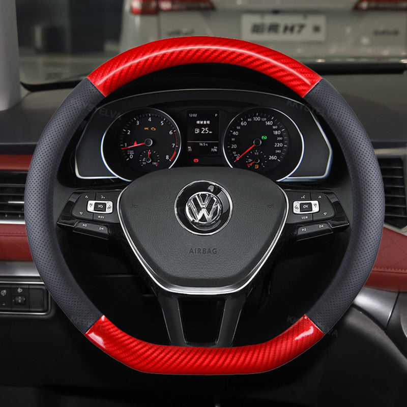 Steering Cover Stitch Red Carbon Fibre