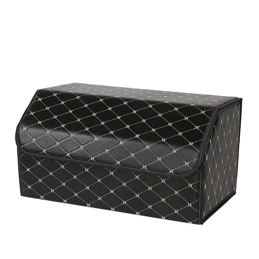 Car Storage Box Diamond Design Foldable Large Size With Multiple Compartments White