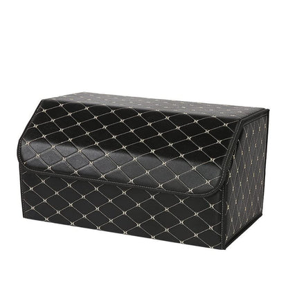 Car Storage Box Diamond Design Foldable Large Size With Multiple Compartments White