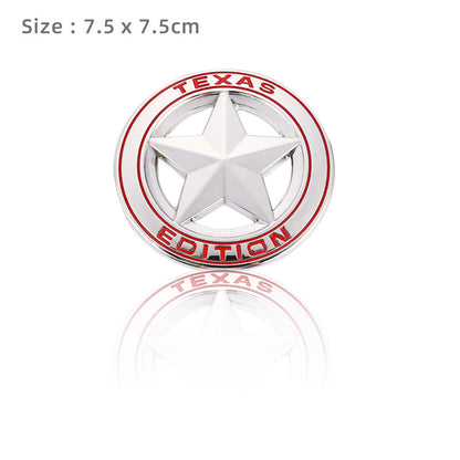 Texas Edition Metal Emblem Logo 3D Decal Silver Red