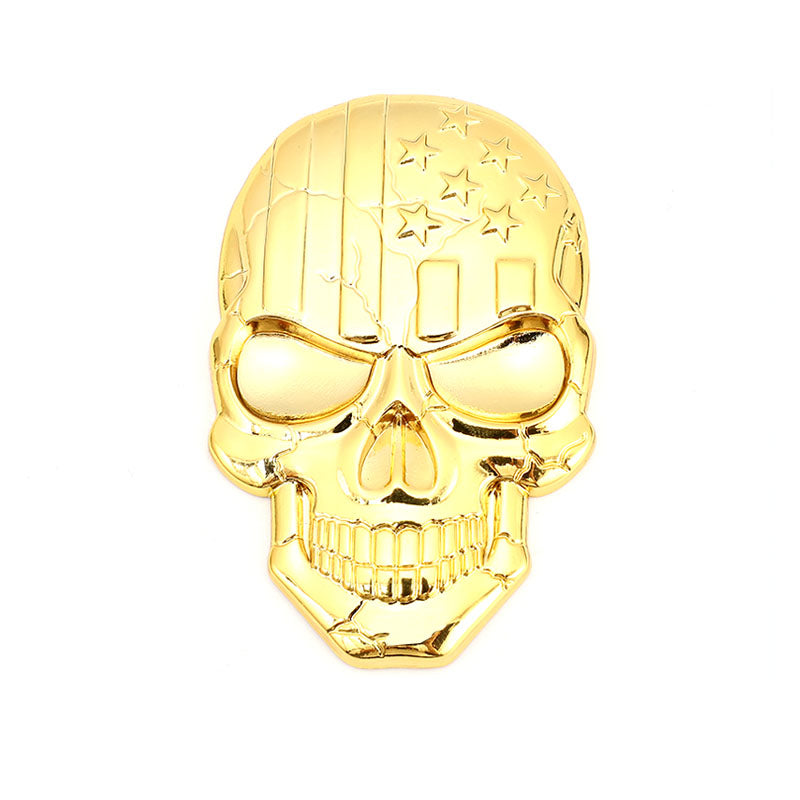 Skull Star Metal Emblem Logo 3D Decal Golden