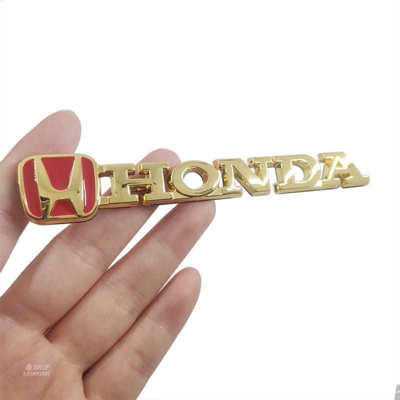 Honda Metal Emblem Logo 3D Decal Red Golden