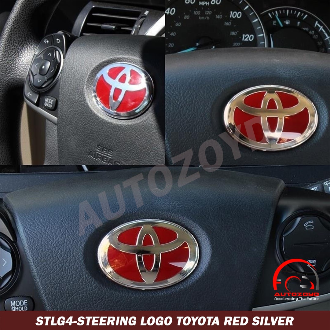 Steering Logo Toyota Red Silver