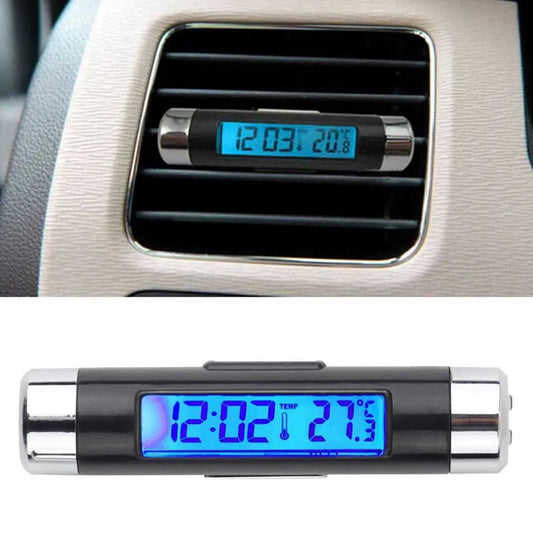 2in1 Universal Digital Clock and Thermometer For Car AC Vent