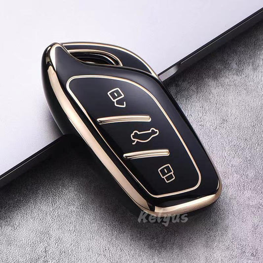 MG HS Black Gold TPU Key Cover - Morris Garage HS/MG HS - Premium Quality Thermoplastic polyurethane TPU Car Key Shell Cover