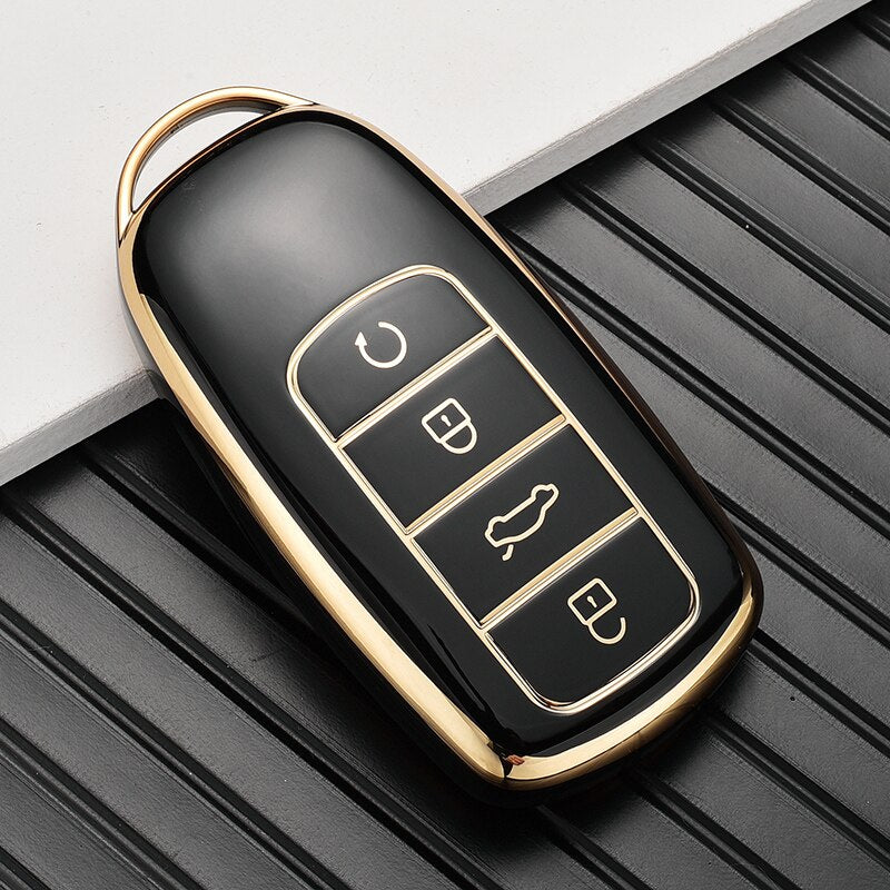 Tiggo 8 Pro TPU Key Cover Black Gold - Premium Quality Thermoplastic polyurethane TPU Car Key Shell Cover