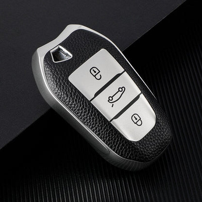 Peugeot 2008 Tpu key Cover Black Silver - Premium Quality Thermoplastic polyurethane TPU Car Key Shell Cover