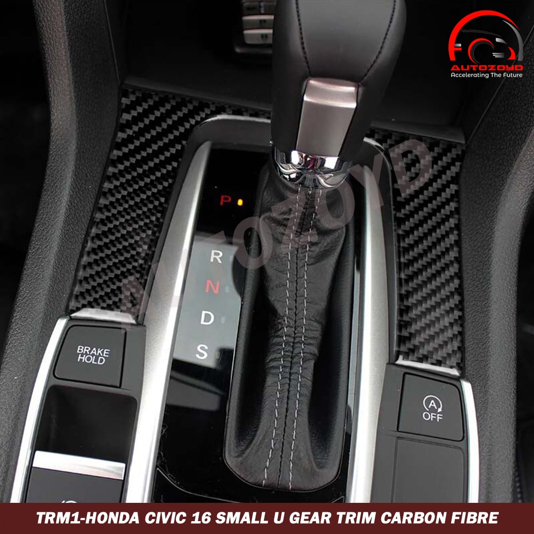 Honda Civic 16 Small U Gear Trim Carbon fiber - Honda Civic X 2016,2017,2018,2019,2020,2021,2022(10th Generation) - Carbon Fiber Pattern/Carbon Fiber