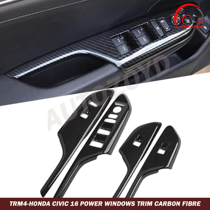 Honda Civic 2016-2021 Power Windows Trim Carbon Fibre